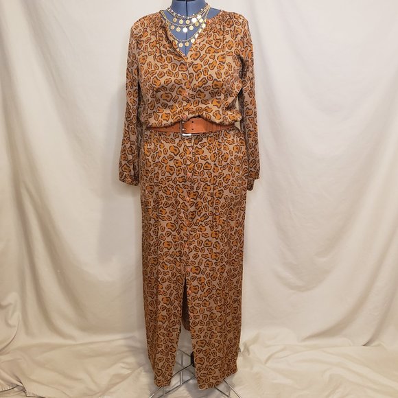Tucker Leopard Print Silk Maxi Peasant Shift Dress - Picture 11 of 14